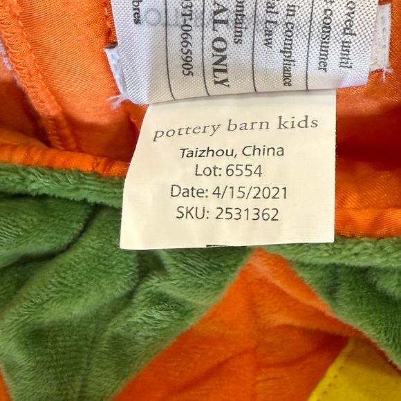 Pottery Barn Kids Pumpkin Costume Halloween Orange and Green Toddler 2T - Picture 3 of 5